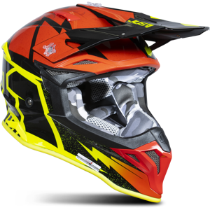 Casque Cross Just1 J39 Poseidon Noir-Jaune Fluo-Rouge -