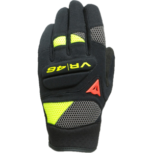 Gants Moto Dainese VR46 Curb Courts Noir-Anthracite-Jaune Fluo -