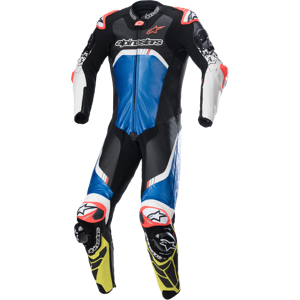 Combinaison en Cuir Alpinestars GP Tech V4 Noir-Bleu-Jaune -