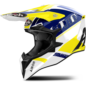 Casque Cross Airoh Wraaap Feel Jaune-Bleu Brillant -