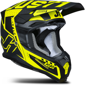 Casque Cross Just1J22F Falcon Noir-Titane-Jaune Fluo -