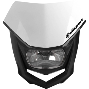 Plaque de Phare avec Lampe Halogene Polisport Enduro Blanc Noir 