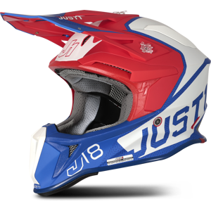 Casque Cross JUST1 J18 Mips Vertigo Bleu-Blanc-Rouge -