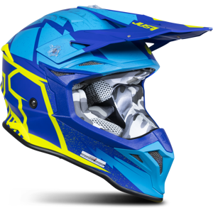 Casque Cross Just1 J39 Poseidon Bleu-Jaune Fluo -