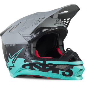 Alpinestars Casque Cross Alpinestars Supertech M8 Mips Radium - Noir, Gris, Teal mat -