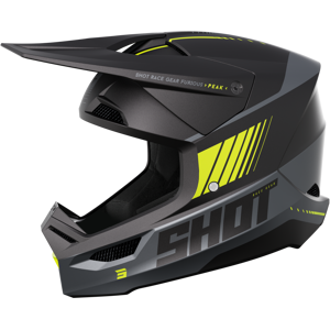 Shot Race Gear Casque Cross Shot Furious Peak Gris-Jaune Fluo -