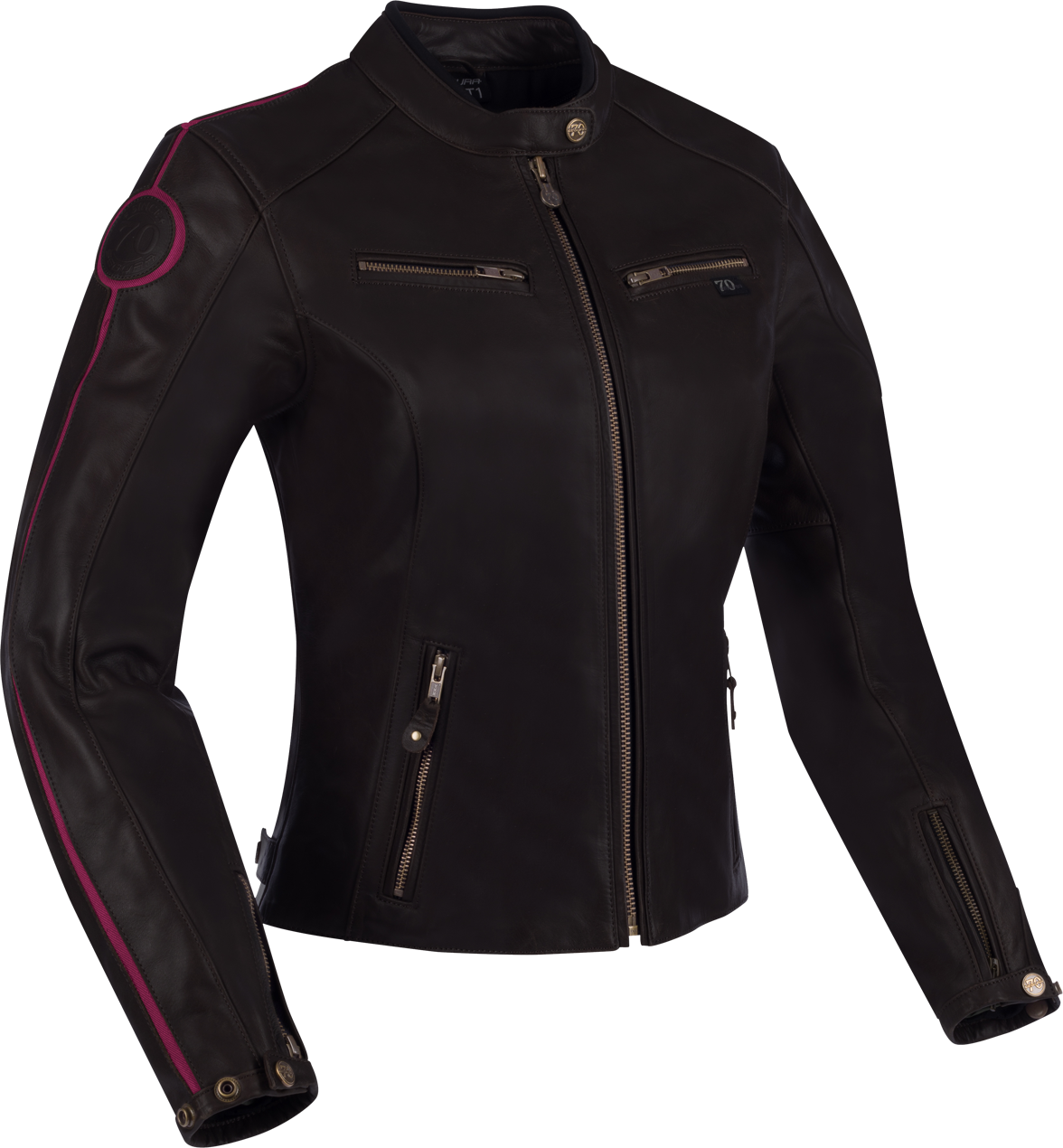 Blouson Moto Femme Segura Devon Noir-Bordeaux -