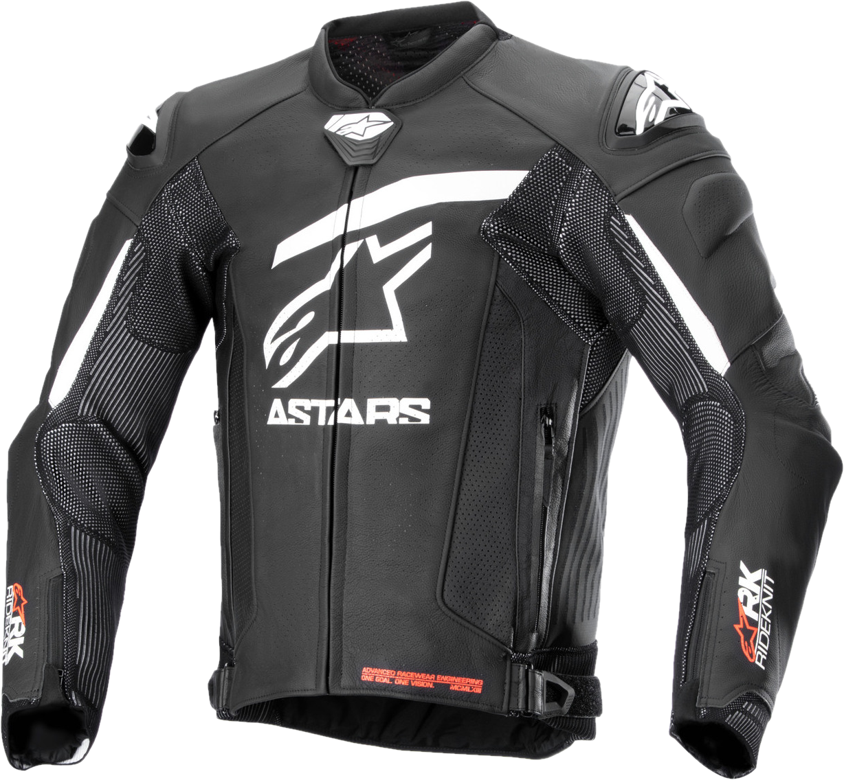 Blouson Moto en Cuir Alpinestars GP Plus R V4 Rideknit Noir-Blanc -