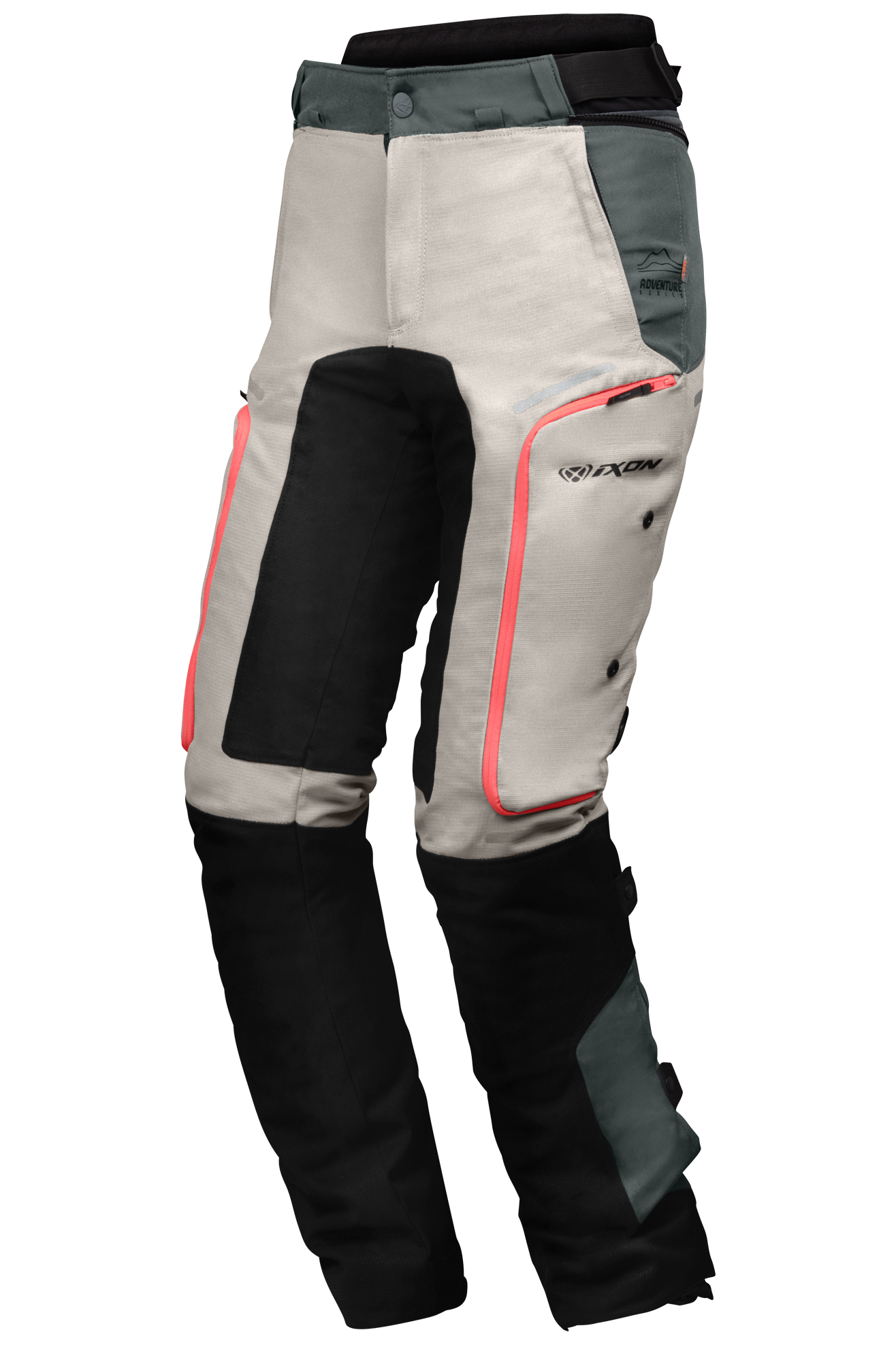 Pantalon Moto Ixon VIDAR Greige-Vert Tactique-Rouge -