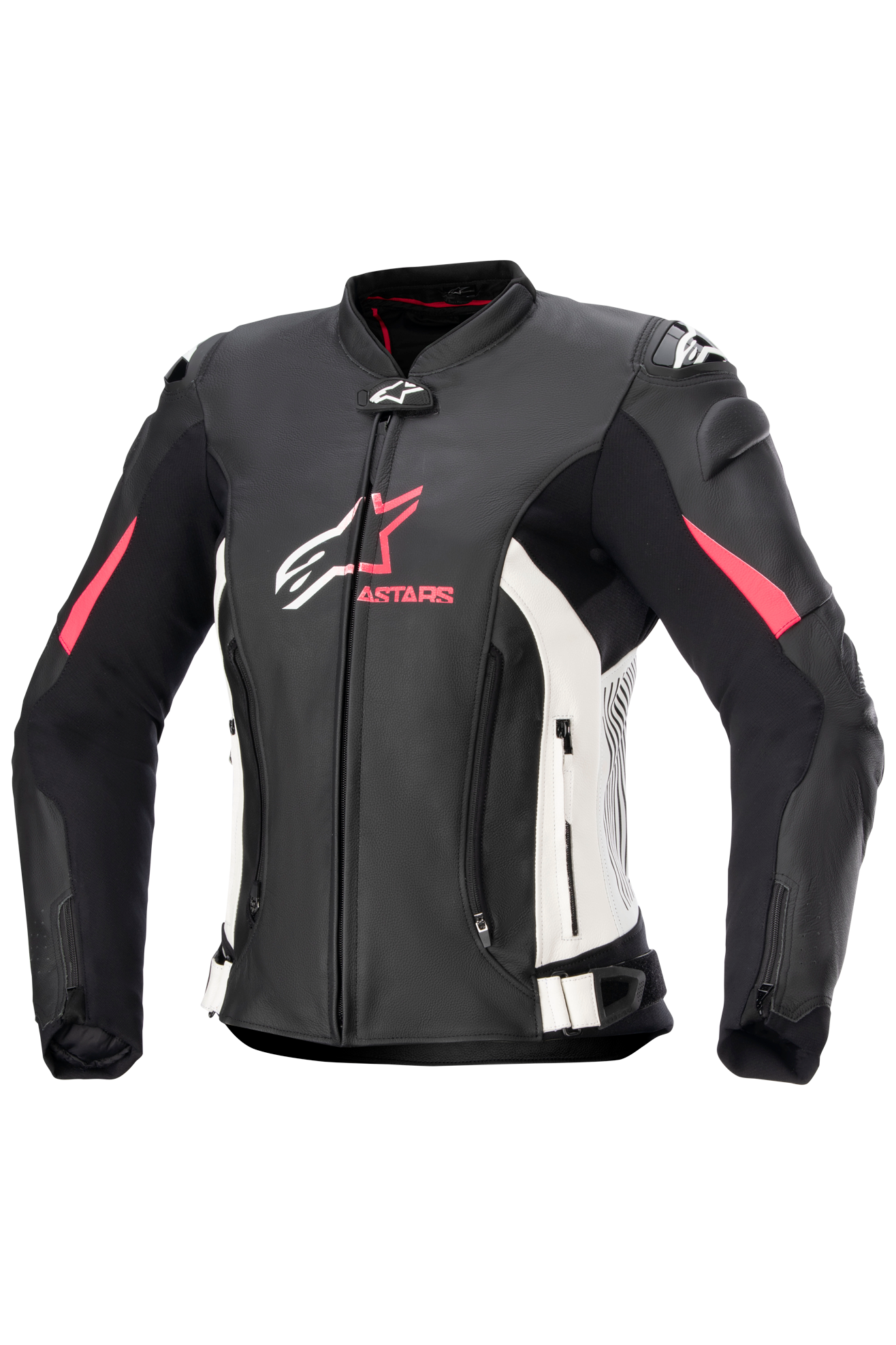 Blouson Moto Femme Alpinestars Stella GP Plus V4 Noir-Blanc-Rose Diva -