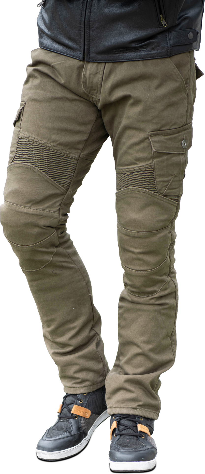 Pantalon Moto Cargo Course Wasteland Renforcé Aramide Coupe Fuselée Vert Olive -