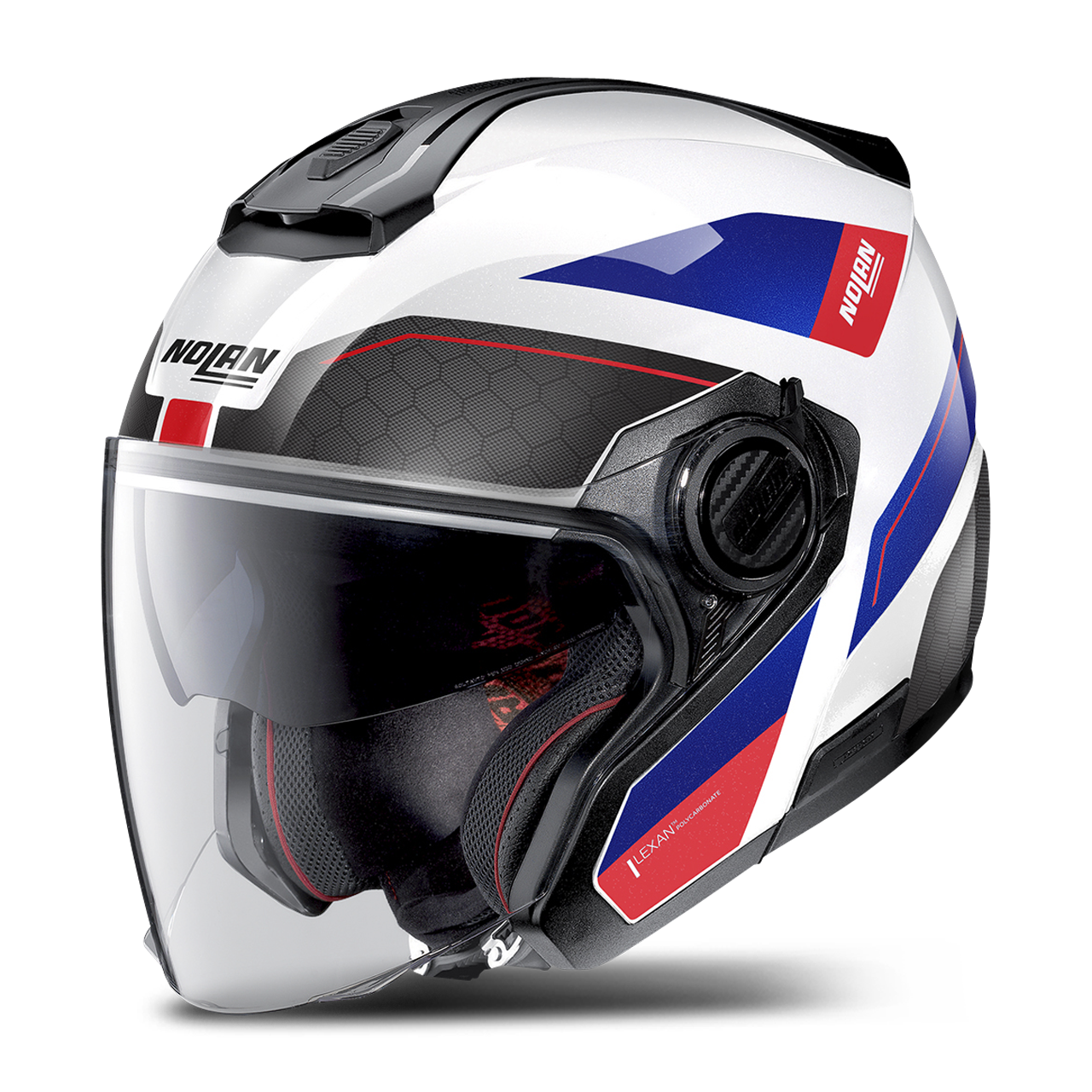 Nolan Casque Jet Nolan N40-5Pivot N-COM Blanc-Bleu-Rouge M 58cm