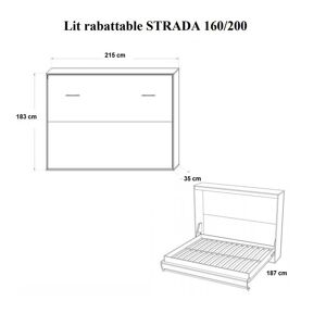 Inside75 Armoire lit horizontale escamotable STRADA-V2 taupe mat couchage 160*200 cm. Publicité