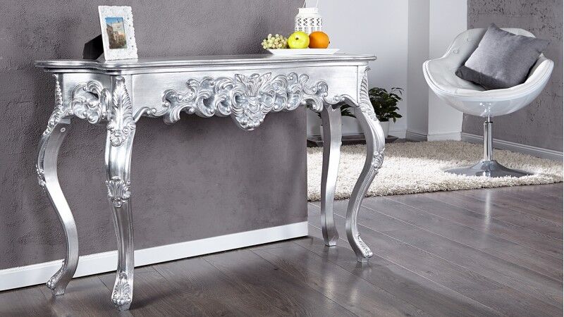 gdegdesign Console baroque rococo gris argent argenté avec ornement - Chester