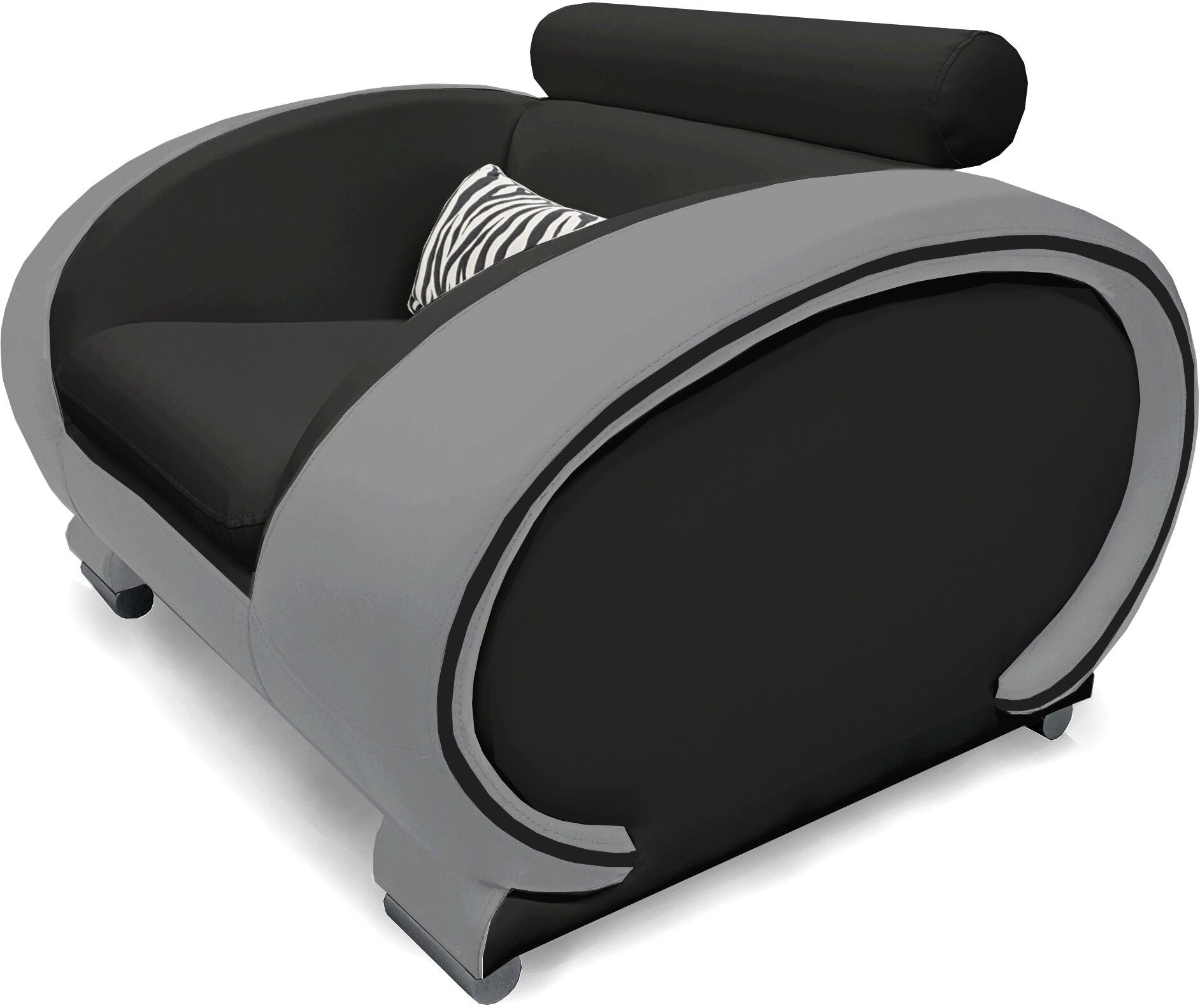 gdegdesign Fauteuil cuir noir et gris design - Elton