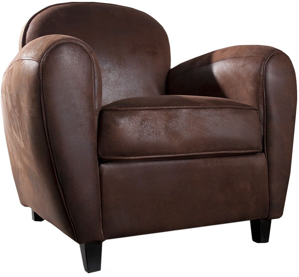 gdegdesign Fauteuil club design tissu microfibre marron - Balzers