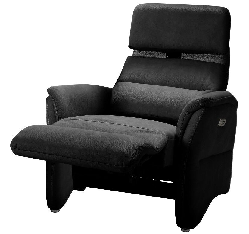 gdegdesign Fauteuil tissu imitation cuir relax électrique gris anthracite avec appuie-tête - Adem