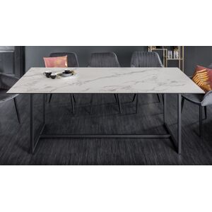 gdegdesign Table à manger design marbre blanc piétement noir 200 cm - Baldo