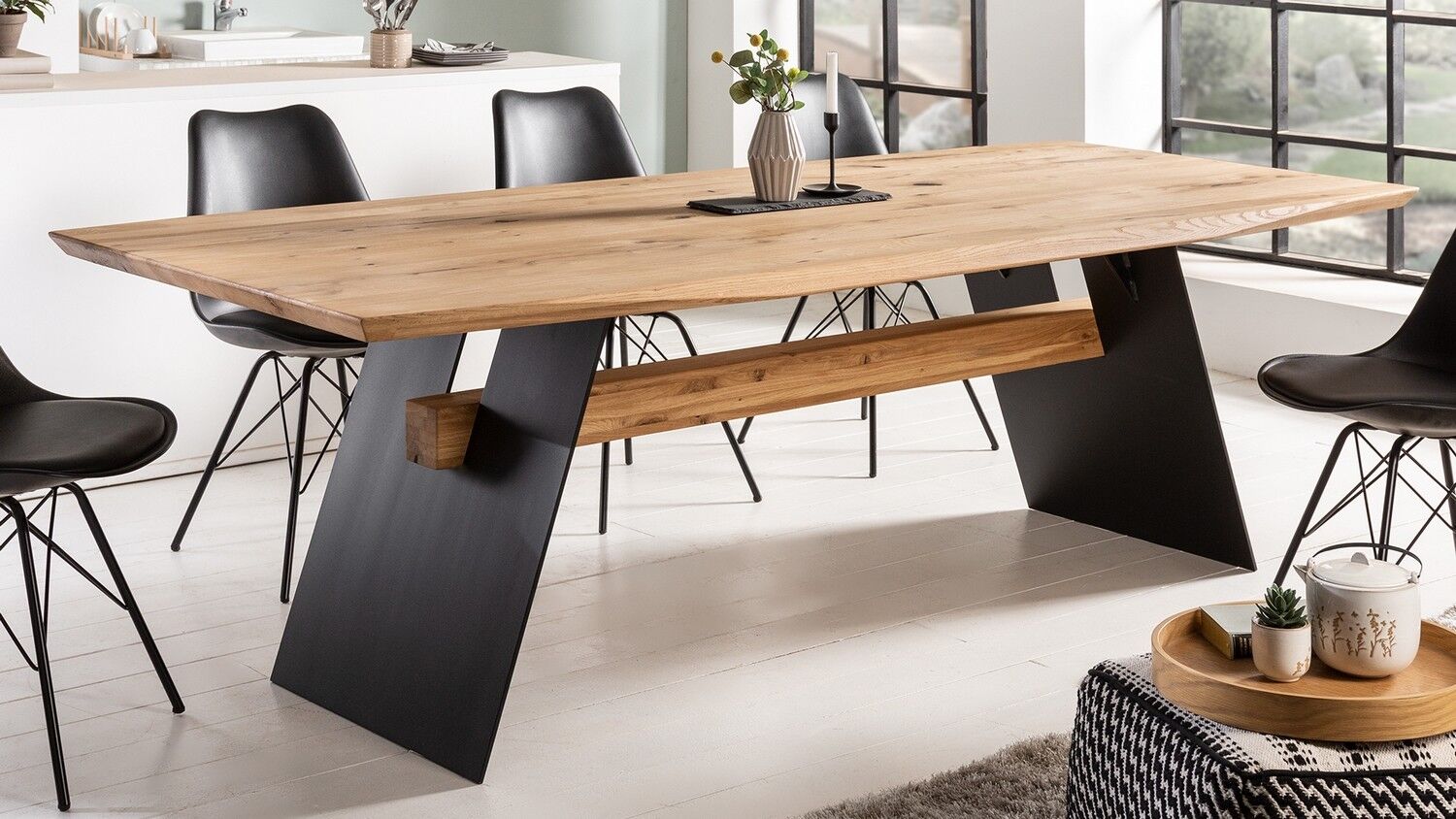 gdegdesign Table à manger rectangulaire bois de chêne clair massif 200 cm - Arvid