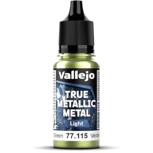 Vallejo Peinture Métallique True Metallic Metal 115 Amber Green, Fini Brillant, Idéal pour Pinceau, 18 ml, Mélangeable pour Dégradés Doux - Publicité Vallejo Peinture Métallique True Metallic Metal 115 Amber Green, Fini Brillant, Idéal pour Pinceau, 18 ml, Mélangeable pour Dégradés Doux - Publicité