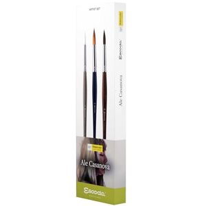 Escoda Aquarelle Ensemble d'artiste Ale Casanova Taille 8,10,14 3 pinceaux Toray-RMix (90% Toray doré-10% Sable Rouge) + Toray Blanc + synthétique Kolinsky Pointe Ronde Portraits + Art - Publicité Escoda Aquarelle Ensemble d'artiste Ale Casanova Taille 8,10,14 3 pinceaux Toray-RMix (90% Toray doré-10% Sable Rouge) + Toray Blanc + synthétique Kolinsky Pointe Ronde Portraits + Art - Publicité