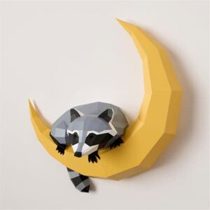 PRDECE Raccoon on The Moon 3D Paper Model Animal Sculpture Raccoon Papercraft DIY Craft Paper Sculpture, 3D Animal Geometric Paper Craft Origami (2 PCS) - Publicité PRDECE Raccoon on The Moon 3D Paper Model Animal Sculpture Raccoon Papercraft DIY Craft Paper Sculpture, 3D Animal Geometric Paper Craft Origami (2 PCS) - Publicité