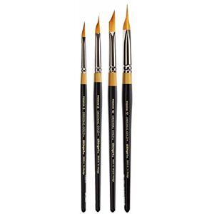 KINGART B-092 Premium Lot de 4 pinceaux d'artiste Miracle Wedge Original Gold 9900, poils synthétiques dorés Taklon pour peinture acrylique, huile, aquarelle et gouache, manche court, 4 tailles : 6, 8 - Publicité KINGART B-092 Premium Lot de 4 pinceaux d'artiste Miracle Wedge Original Gold 9900, poils synthétiques dorés Taklon pour peinture acrylique, huile, aquarelle et gouache, manche court, 4 tailles : 6, 8 - Publicité