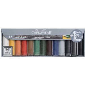 CRETACOLOR Art Chunky Set, charbons de couleur, set de 12 pièces, 12 couleurs, méga-crayons à charbons ronds, à peindre à l'eau, convient à toutes les techniques, frottage doux - Publicité CRETACOLOR Art Chunky Set, charbons de couleur, set de 12 pièces, 12 couleurs, méga-crayons à charbons ronds, à peindre à l'eau, convient à toutes les techniques, frottage doux - Publicité