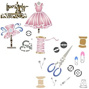 Craft Kreatively Lot de 2 pochoirs de couture, 2 pièces, 11,5 x 11,5 cm (S) – Kit de couture de créateur de mode, ciseaux, support de chapeau de bobine, pochoirs pour modèle de peinture - Publicité Craft Kreatively Lot de 2 pochoirs de couture, 2 pièces, 11,5 x 11,5 cm (S) – Kit de couture de créateur de mode, ciseaux, support de chapeau de bobine, pochoirs pour modèle de peinture - Publicité