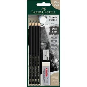 Faber-Castell 115298 Pitt Crayons Graphite Monochrome, Set de 4 crayons grades 2B, 6B, 10B, 14B, Ultra mat, Minime réflexion, Gomme et taille-crayon inclus, Pour dessiner, esquisser, ombrer - Publicité Faber-Castell 115298 Pitt Crayons Graphite Monochrome, Set de 4 crayons grades 2B, 6B, 10B, 14B, Ultra mat, Minime réflexion, Gomme et taille-crayon inclus, Pour dessiner, esquisser, ombrer - Publicité