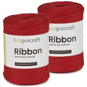 Loopncraft Ribbon Lot de 2 bobines de fil tressé recyclé Rouge 2 x 130 m – 250 g - Publicité Loopncraft Ribbon Lot de 2 bobines de fil tressé recyclé Rouge 2 x 130 m – 250 g - Publicité
