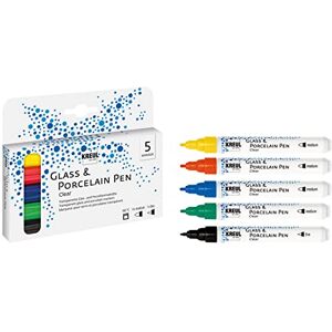 KREUL 42650 Glass & Porcelain Pen Set Clear, 4 Crayons en Jaune, Rouge, Bleu, Vert et Crayon de Contour Noir, épaisseur de Trait env. 2-4 mm, Peinture Transparente pour Verre et Porcelaine - Publicité KREUL 42650 Glass & Porcelain Pen Set Clear, 4 Crayons en Jaune, Rouge, Bleu, Vert et Crayon de Contour Noir, épaisseur de Trait env. 2-4 mm, Peinture Transparente pour Verre et Porcelaine - Publicité