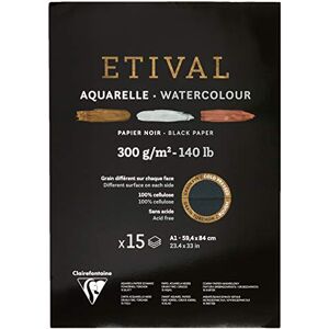 Clairefontaine 975321C Un bloc encollé 1 côté de papier dessin Etival 15 feuilles 59,4x84 cm 300g double grains (recto grain fin et verso grain torchon), Noir - Publicité Clairefontaine 975321C Un bloc encollé 1 côté de papier dessin Etival 15 feuilles 59,4x84 cm 300g double grains (recto grain fin et verso grain torchon), Noir - Publicité