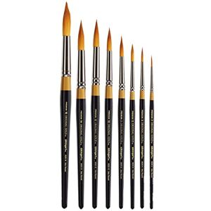 KINGART Original Gold 9020 Ultra Round Series Premium Golden Taklon Lot de 8 pinceaux pour artistes multimédias Tailles : 2, 4, 6, 8, 10, 12, 14, 16 - Publicité KINGART Original Gold 9020 Ultra Round Series Premium Golden Taklon Lot de 8 pinceaux pour artistes multimédias Tailles : 2, 4, 6, 8, 10, 12, 14, 16 - Publicité