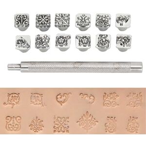 Pssopp 12 Pièces Outils de Gaufrage en Cuir Outil de Poinçon D'estampage Différents Timbres de Forme Ensemble Kit D'outils de Biseautage de Gaufrage - Publicité Pssopp 12 Pièces Outils de Gaufrage en Cuir Outil de Poinçon D'estampage Différents Timbres de Forme Ensemble Kit D'outils de Biseautage de Gaufrage - Publicité