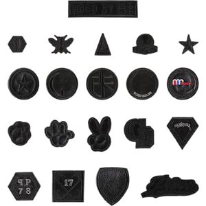 KRYMSON Lot de 20 écussons thermocollants en cuir pour vêtements et chapeaux - Publicité KRYMSON Lot de 20 écussons thermocollants en cuir pour vêtements et chapeaux - Publicité