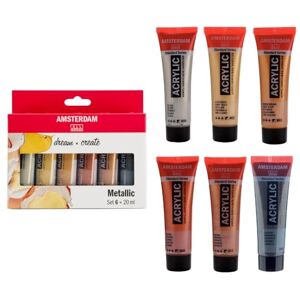 Amsterdam Standard Series Set de Peinture Acrylique Set Métallique (6 x 20 ml) 6 Couleurs Métalliques Brillantes - Publicité Amsterdam Standard Series Set de Peinture Acrylique Set Métallique (6 x 20 ml) 6 Couleurs Métalliques Brillantes - Publicité