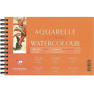 Clairefontaine 96062C Album Spiralé Etival 12 Feuilles Papier Aquarelle Blanc 100% Cellulose Grain Fin Qualité Étude 12x18 cm 300g - Publicité Clairefontaine 96062C Album Spiralé Etival 12 Feuilles Papier Aquarelle Blanc 100% Cellulose Grain Fin Qualité Étude 12x18 cm 300g - Publicité