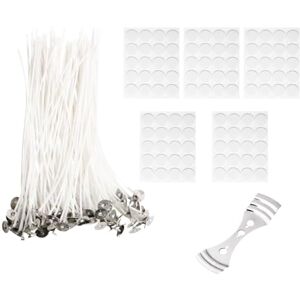 CORTNEY 100 Pièces 10 cm Mèche pour Bougie Coton Naturel, 100 Pastilles Autocollants, 1 Supports en Métal Mèches, pour de Fabrication de Bougies - Publicité CORTNEY 100 Pièces 10 cm Mèche pour Bougie Coton Naturel, 100 Pastilles Autocollants, 1 Supports en Métal Mèches, pour de Fabrication de Bougies - Publicité