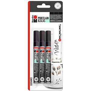 Marabu 0123000000084 Set de Peinture Porcelaine et Verre à Base d'eau en Porcelaine et Verre avec 3 stylos Noirs, Noir - Publicité Marabu 0123000000084 Set de Peinture Porcelaine et Verre à Base d'eau en Porcelaine et Verre avec 3 stylos Noirs, Noir - Publicité