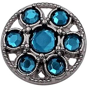 Hartmann-Knöpfe Lot de 5 boutons en métal argenté avec strass bleu turquoise et paillettes (28 mm) - Publicité Hartmann-Knöpfe Lot de 5 boutons en métal argenté avec strass bleu turquoise et paillettes (28 mm) - Publicité