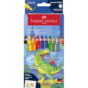 Faber-Castell 110922 Set de crayons de couleur Jumbo Dino, 10 pièces, incassable, y compris 2 crayons métalliques et un autocollant Dino - Publicité Faber-Castell 110922 Set de crayons de couleur Jumbo Dino, 10 pièces, incassable, y compris 2 crayons métalliques et un autocollant Dino - Publicité