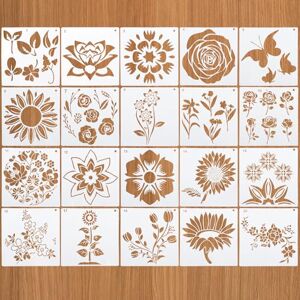 DRADERCH Lot de 20 Pochoirs Fleurs, Pochoir Peinture 15x15cm, Pochoirs Réutilisables avec Motifs Fleurs, Feuilles et Papillons pour DIY Artisanat, Murs, Bois, Scrapbooking, Toile - Publicité DRADERCH Lot de 20 Pochoirs Fleurs, Pochoir Peinture 15x15cm, Pochoirs Réutilisables avec Motifs Fleurs, Feuilles et Papillons pour DIY Artisanat, Murs, Bois, Scrapbooking, Toile - Publicité