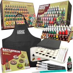 The Army Painter – Pack de Démarrage Ultime avec Warpaints Fanatic & Speedpaint 2.0 Mega Set, Wet Palette XL, Basing Battlefield, Drybrushes Masterclass, Tablier Noir, 2 Pinceaux, Apprêt au Pinceau - Publicité The Army Painter – Pack de Démarrage Ultime avec Warpaints Fanatic & Speedpaint 2.0 Mega Set, Wet Palette XL, Basing Battlefield, Drybrushes Masterclass, Tablier Noir, 2 Pinceaux, Apprêt au Pinceau - Publicité
