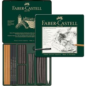 Faber-Castell Set de Fusains Pitt Charcoal, Boîte Métal de 24 Multicolore - Publicité Faber-Castell Set de Fusains Pitt Charcoal, Boîte Métal de 24 Multicolore - Publicité