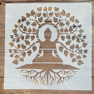 MANGOUSONG Pochoir en forme de feuille, 30 x 30 cm, motif mandala, arbre de vie, peinture murale, scrapbooking, coloriage, gravure, album décoratif, style 3 - Publicité MANGOUSONG Pochoir en forme de feuille, 30 x 30 cm, motif mandala, arbre de vie, peinture murale, scrapbooking, coloriage, gravure, album décoratif, style 3 - Publicité