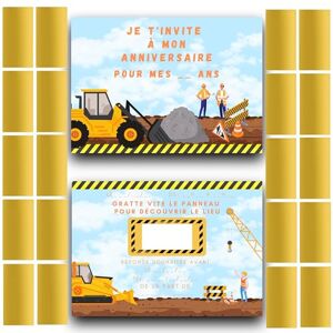 RXLITE NOUVEAUTE 2024 Kit créatif participatif premium de 20 Cartes ludiques d'invitation anniversaire à gratter thème Travaux chantier en français et 20 autocollants dorés à gratter - Publicité RXLITE NOUVEAUTE 2024 Kit créatif participatif premium de 20 Cartes ludiques d'invitation anniversaire à gratter thème Travaux chantier en français et 20 autocollants dorés à gratter - Publicité