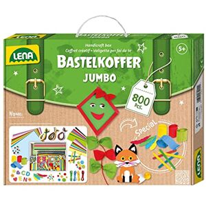 LENA 42629 Coffret Jumbo Comprenant Divers matériaux pour l'artisanat, avec du Caoutchouc, du Papier coloré, des Perles, des Pompons, des Rubans, des Boutons, des Yeux écarquillés, à partir de 5 Ans - Publicité