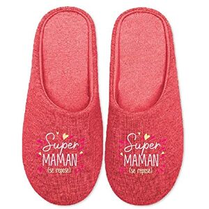 STC Pantoufles Coton Super Maman Semelle Confort Rouge - Publicité STC Pantoufles Coton Super Maman Semelle Confort Rouge - Publicité