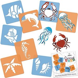 Nakleo Pochoirs de Dessin pour Enfants 8 Pcs 15x15cm Animaux de Mer, Plastique et Réutilisable Créatif Modèles pour Peinture, DIY Bricolage Décoration Arts et Artisanat, Papier Mur Bois Tissu - Publicité Nakleo Pochoirs de Dessin pour Enfants 8 Pcs 15x15cm Animaux de Mer, Plastique et Réutilisable Créatif Modèles pour Peinture, DIY Bricolage Décoration Arts et Artisanat, Papier Mur Bois Tissu - Publicité